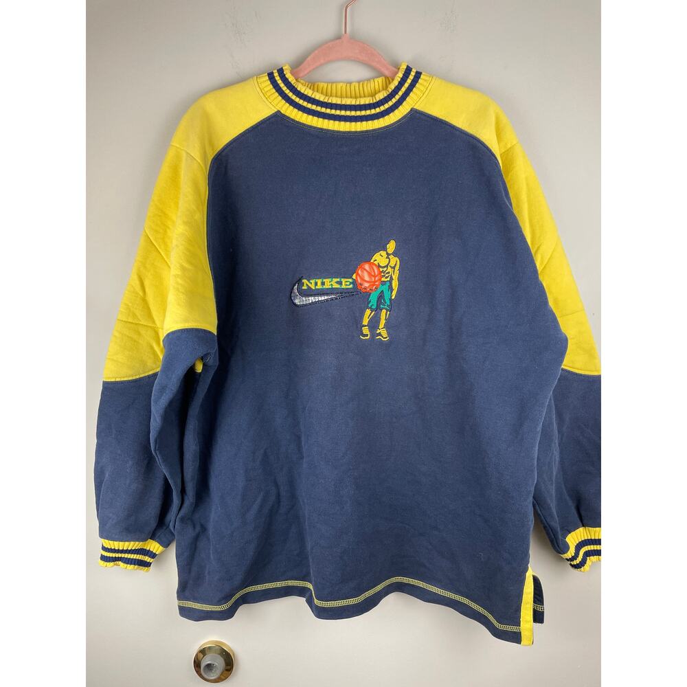Nike Vintage (RARE) Late 80's/ early 90s Basketball Sweatshirt Navy Yellow XL